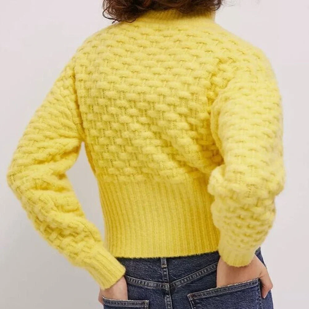 NWT Maeve by Anthropologie Buttercup Textured Chunky Knit Crop Sweater Jacket XS - Picture 10 of 13